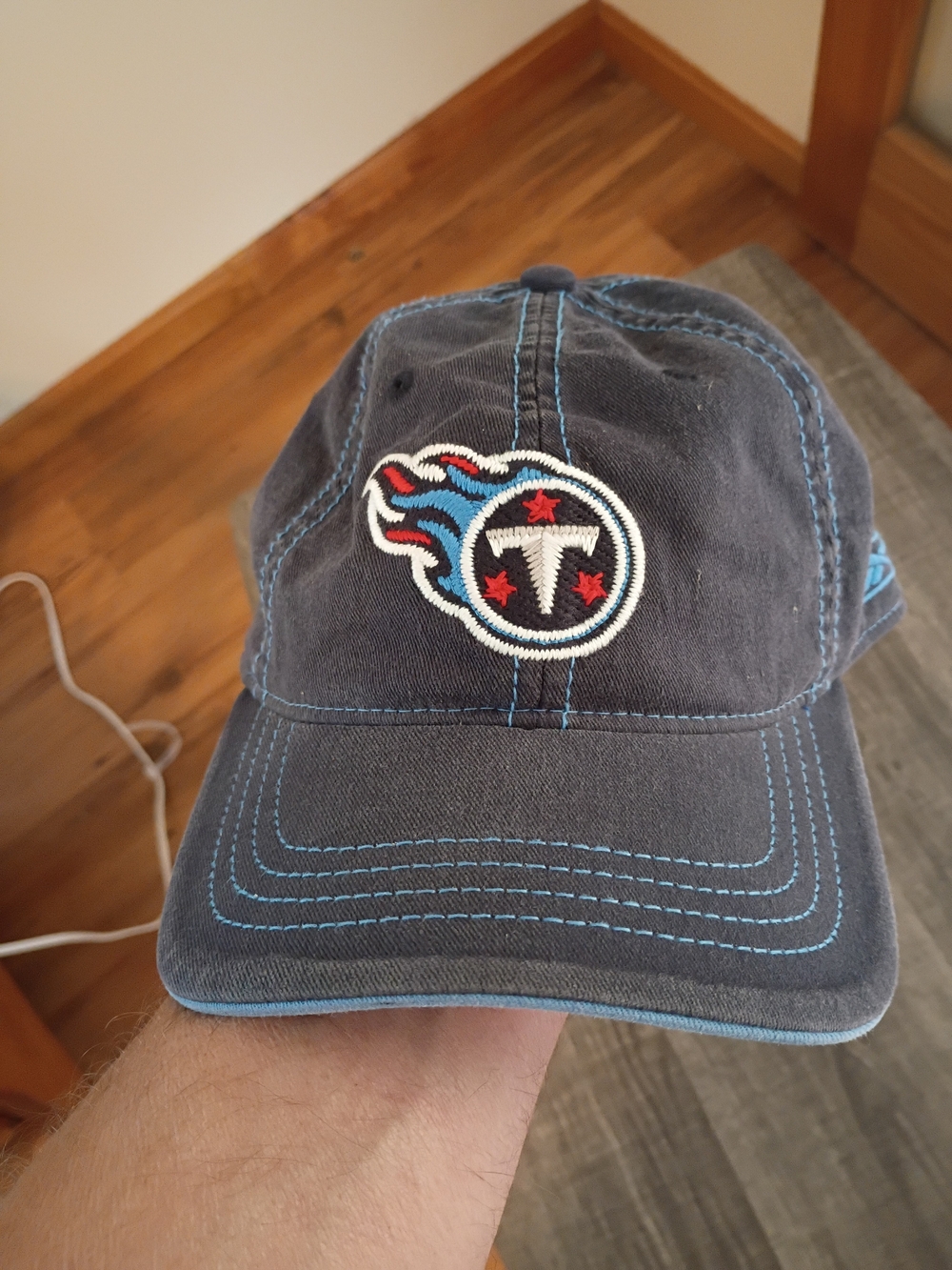 NFL Youth Navy Blue Tennessee Titans Logo Cap with Red & Light Blue Accents